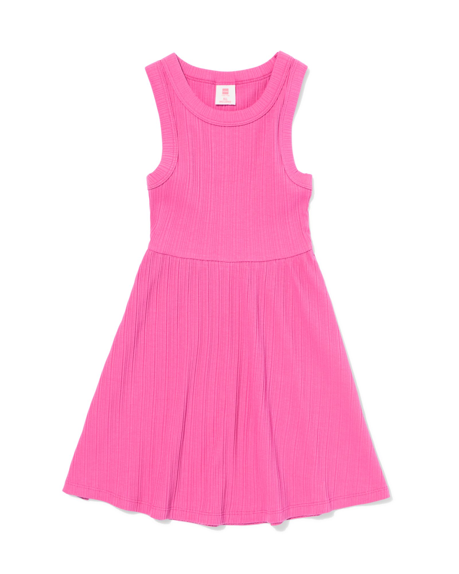 kinderjurk A-lijn rib donkerroze donkerroze - 30849117DARKPINK - HEMA