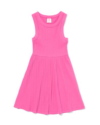 kinderjurk A-lijn rib donkerroze donkerroze - 30849117DARKPINK - HEMA