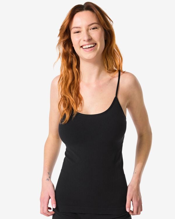 débardeur légèrement correcteur à bretelles spaghetti coton noir noir - 21540150BLACK - HEMA