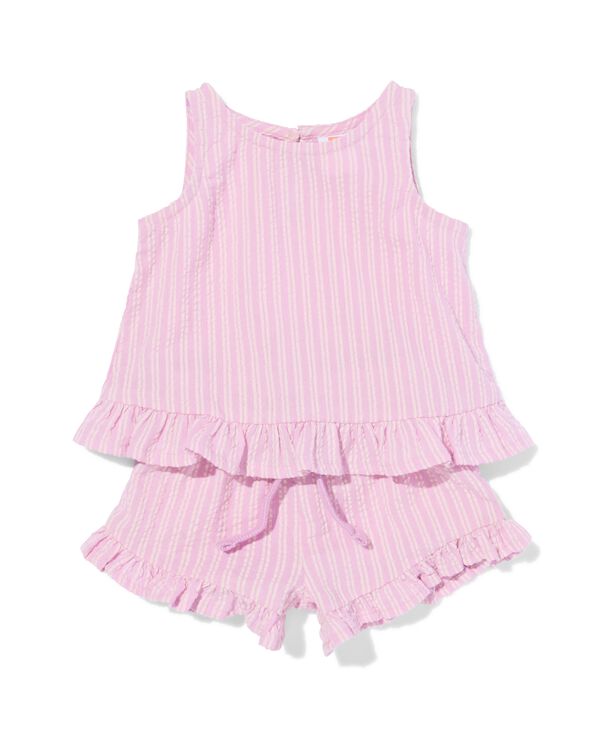 babykledingset seersucker strepen roze roze - 33078270PINK - HEMA