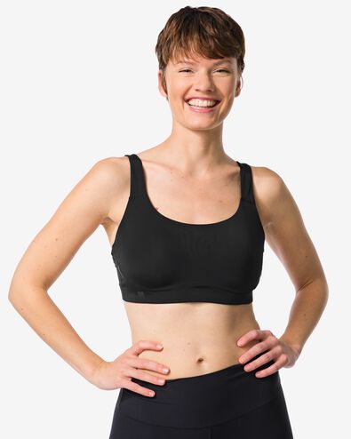 voorgevormde sportbh zonder beugel medium support zwart zwart - 21700325BLACK - HEMA