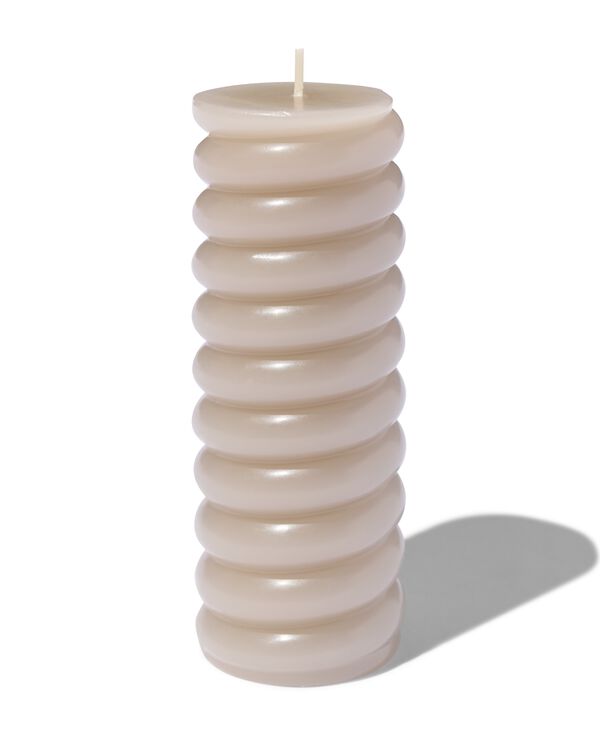 bougie cylindrique nervur&eacute;e 5,5 x 15 cm naturel - 13506108 - HEMA