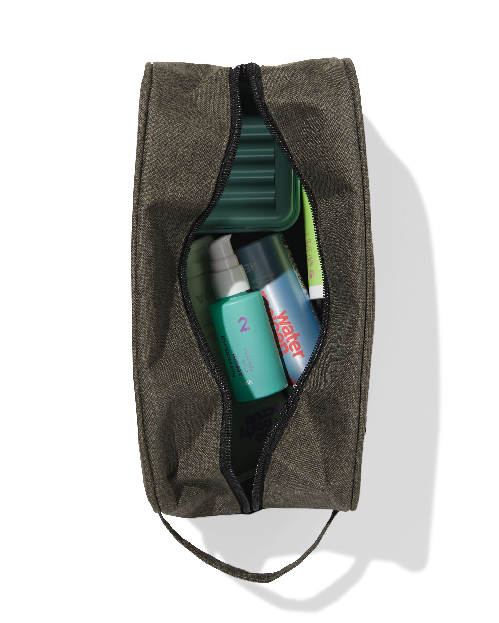 Kulturtasche 27 &times; 12 &times; 16 cm, dunkelgr&uuml;n - 11890734 - HEMA