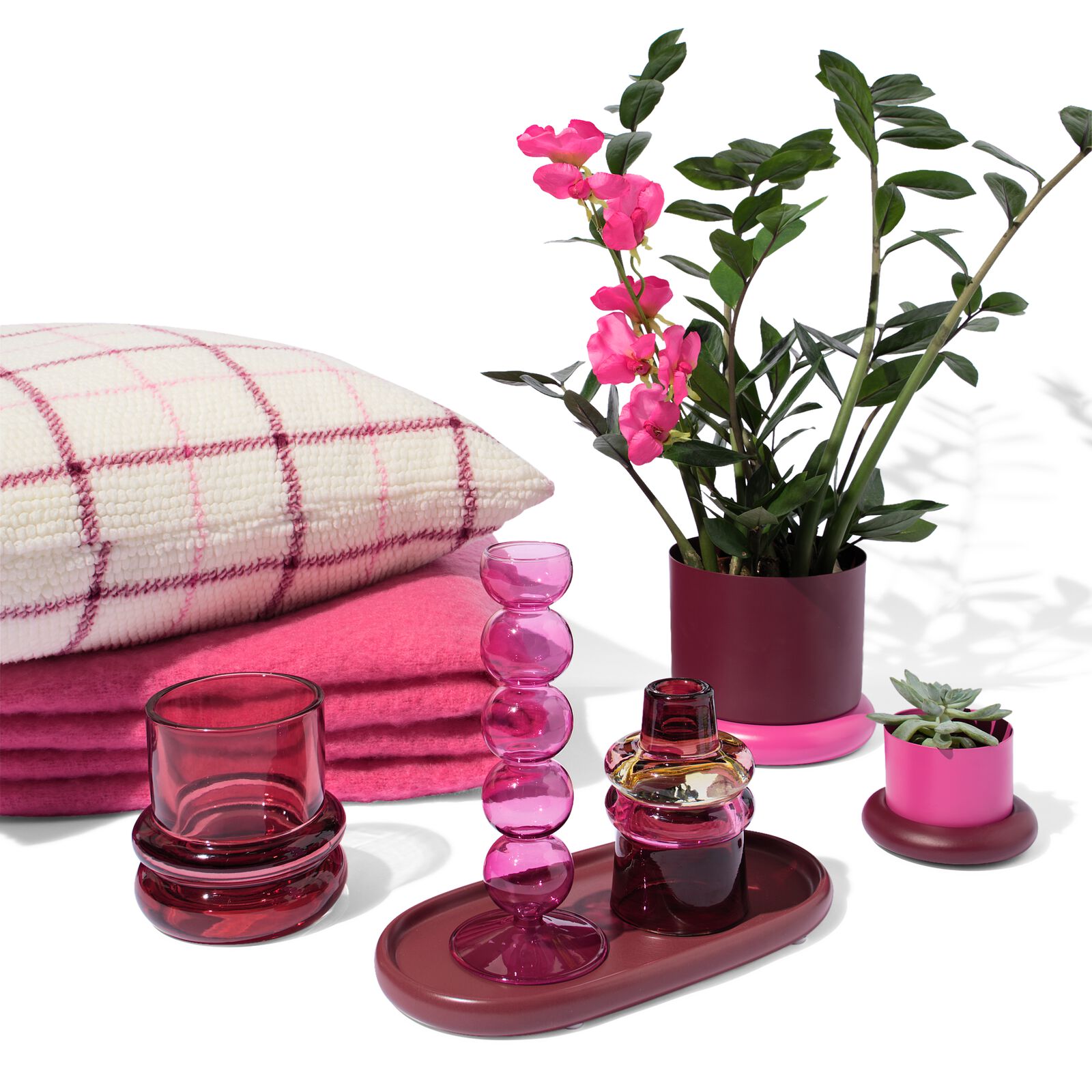 bougeoir verre bordeaux - 13324103 - HEMA