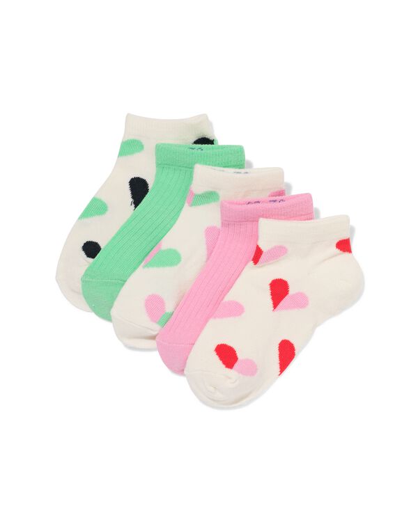 socquettes enfant petits c&oelig;urs - 5 paires beige beige - 4320750BEIGE - HEMA
