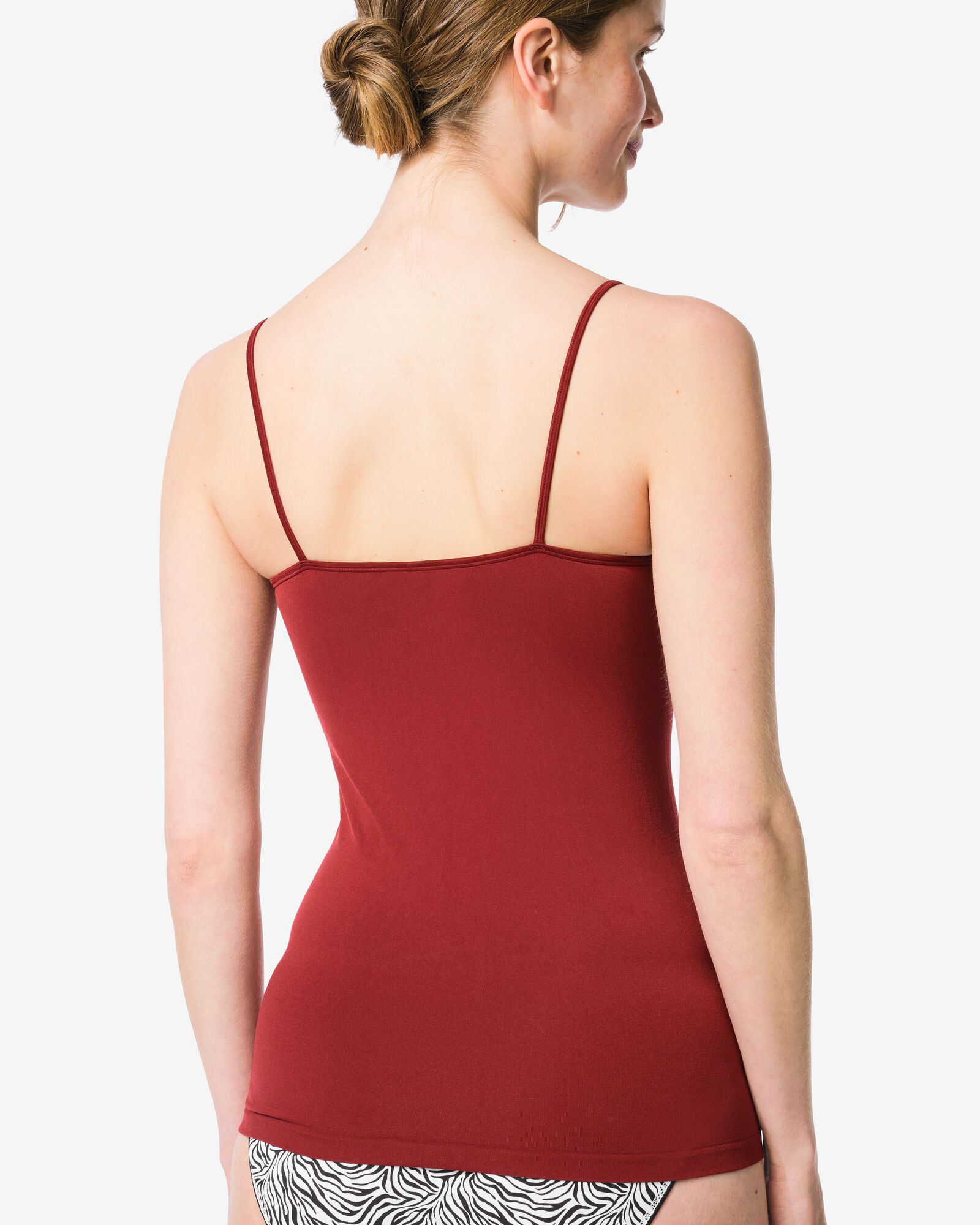 d&eacute;bardeur femme sans couture microfibre bretelles spaghetti rouge fonc&eacute; rouge fonc&eacute; - 19601704DARKRED - HEMA