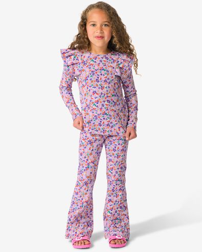 legging pour enfants coupe évasée côtelé à fleurs lavande lavande - 30825014LAVENDER - HEMA