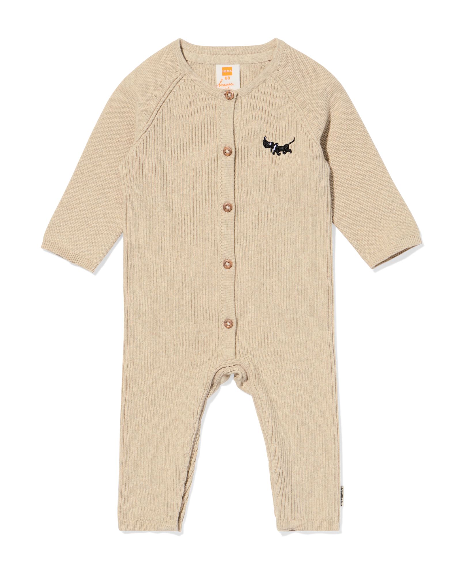 Takkie newborn jumpsuit grofgebreid sable sable - 33441920SAND - HEMA