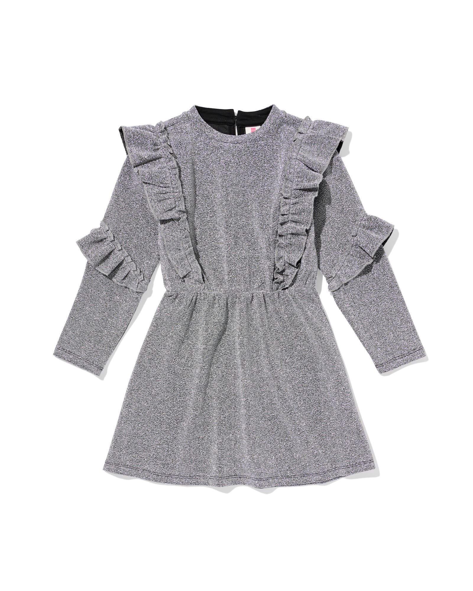 kinderjurk ruffle glitter zilver zilver - 30836607SILVER - HEMA