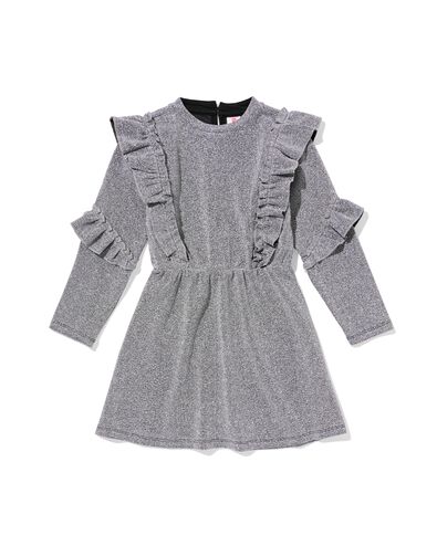 kinderjurk ruffle glitter zilver zilver - 30836607SILVER - HEMA