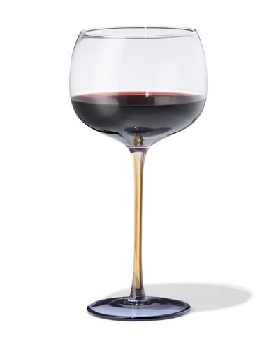 verre &agrave; vin 380ml verre jaune avec bleu - 9401175 - HEMA
