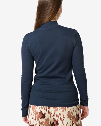 dames T-shirt Clara rib blauw blauw - 36302450BLUE - HEMA