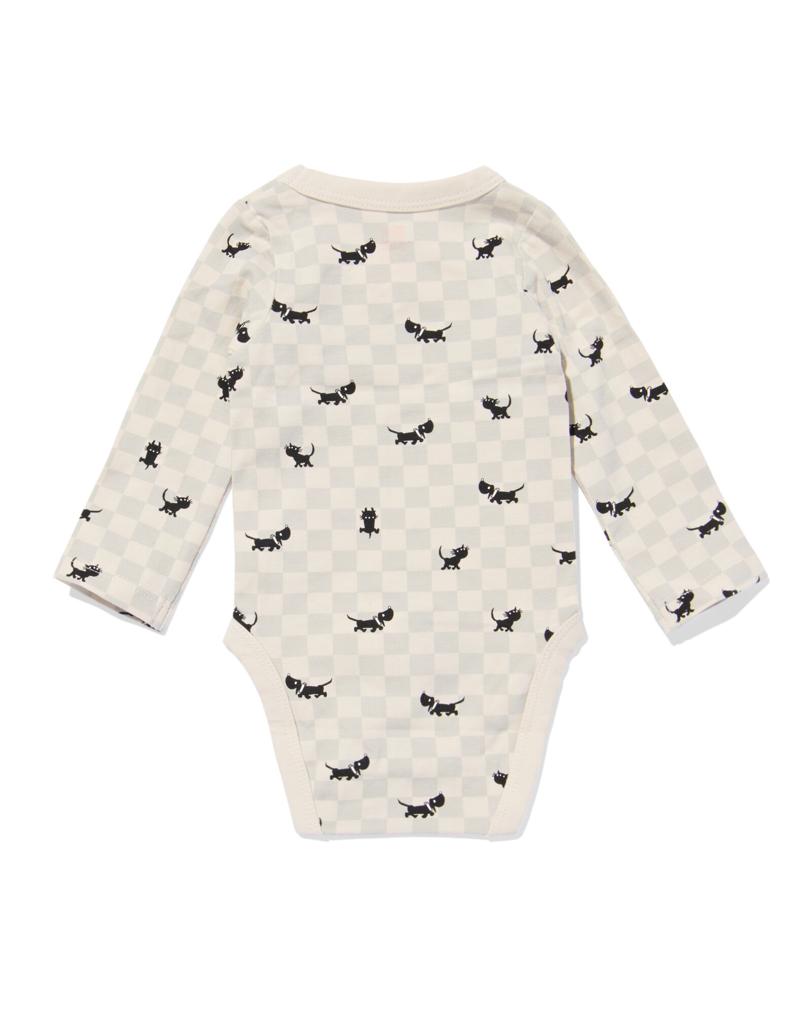 Takkie newborn meegroei overslagromper ruiten &eacute;cru &eacute;cru - 33445820ECRU - HEMA