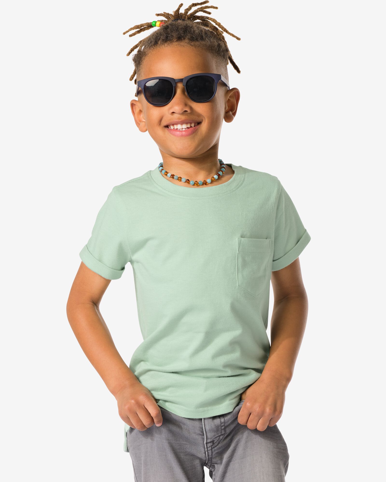 T-shirt enfant structure vert clair - 30742007LIGHTGREEN - HEMA
