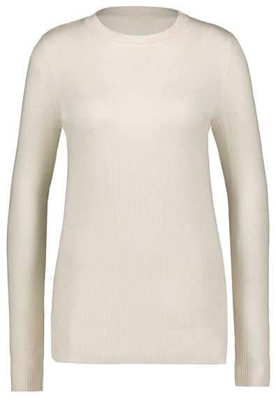 Damen-Pullover Louisa, gerippt weiß XL - 36208224 - HEMA