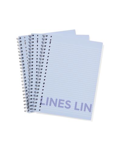 collegeblokken blauw A4 gelinieerd - 3 stuks - 14120214 - HEMA