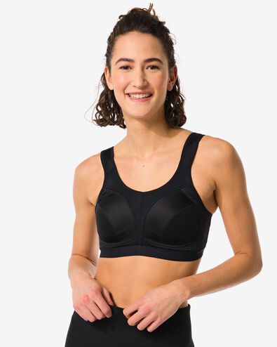 nicht vorgeformter Sport-BH, High Support, ohne B&uuml;gel schwarz 75C - 21730244 - HEMA