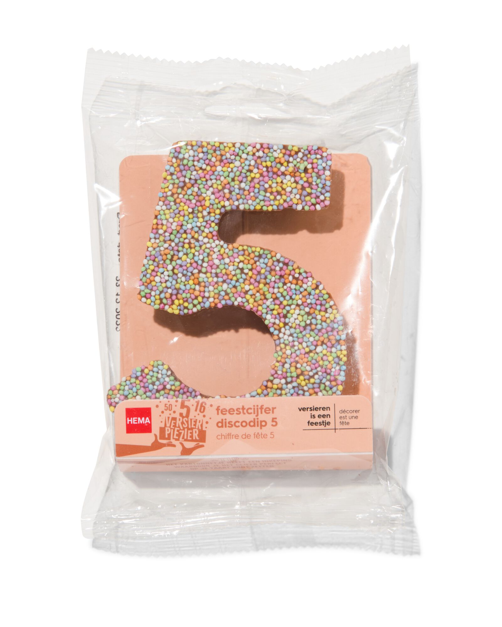 chiffre de f&ecirc;te 5 en chocolat avec perles multicolores - 10360006 - HEMA
