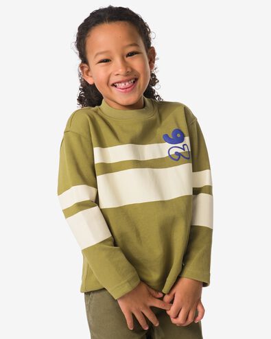 Kindershirt, gestreift olivgr&uuml;n - 30711107OLIVE - HEMA