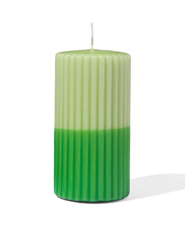 bougie cylindrique &Oslash;7x13 cm nervure vert clair-vert - 13504029 - HEMA