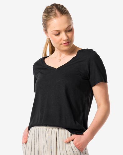 t-shirt femme avec bambou noir XL - 36321384 - HEMA