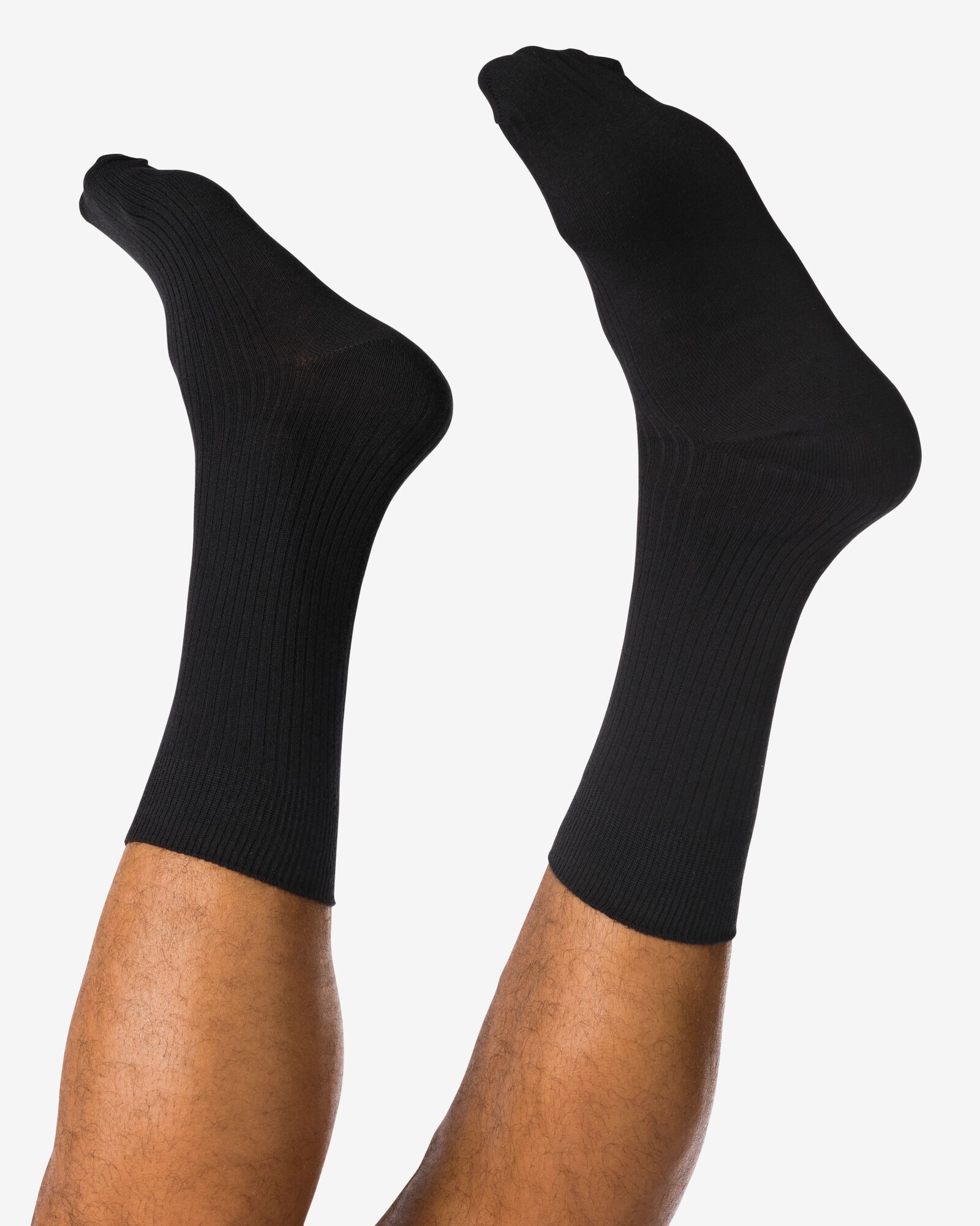 herensokken rib  zwart zwart - 4150535BLACK - HEMA