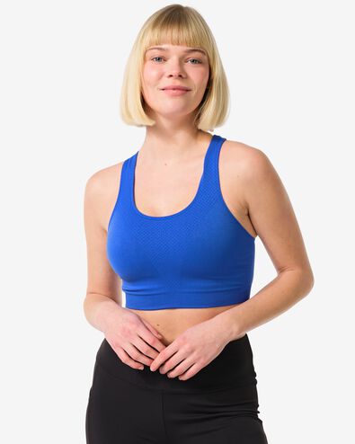Nicht vorgeformter, b&uuml;gelloser und nahtloser Sport-BH mit Unterst&uuml;tzung Medium knallblau - 21700125BRIGHTBLUE - HEMA