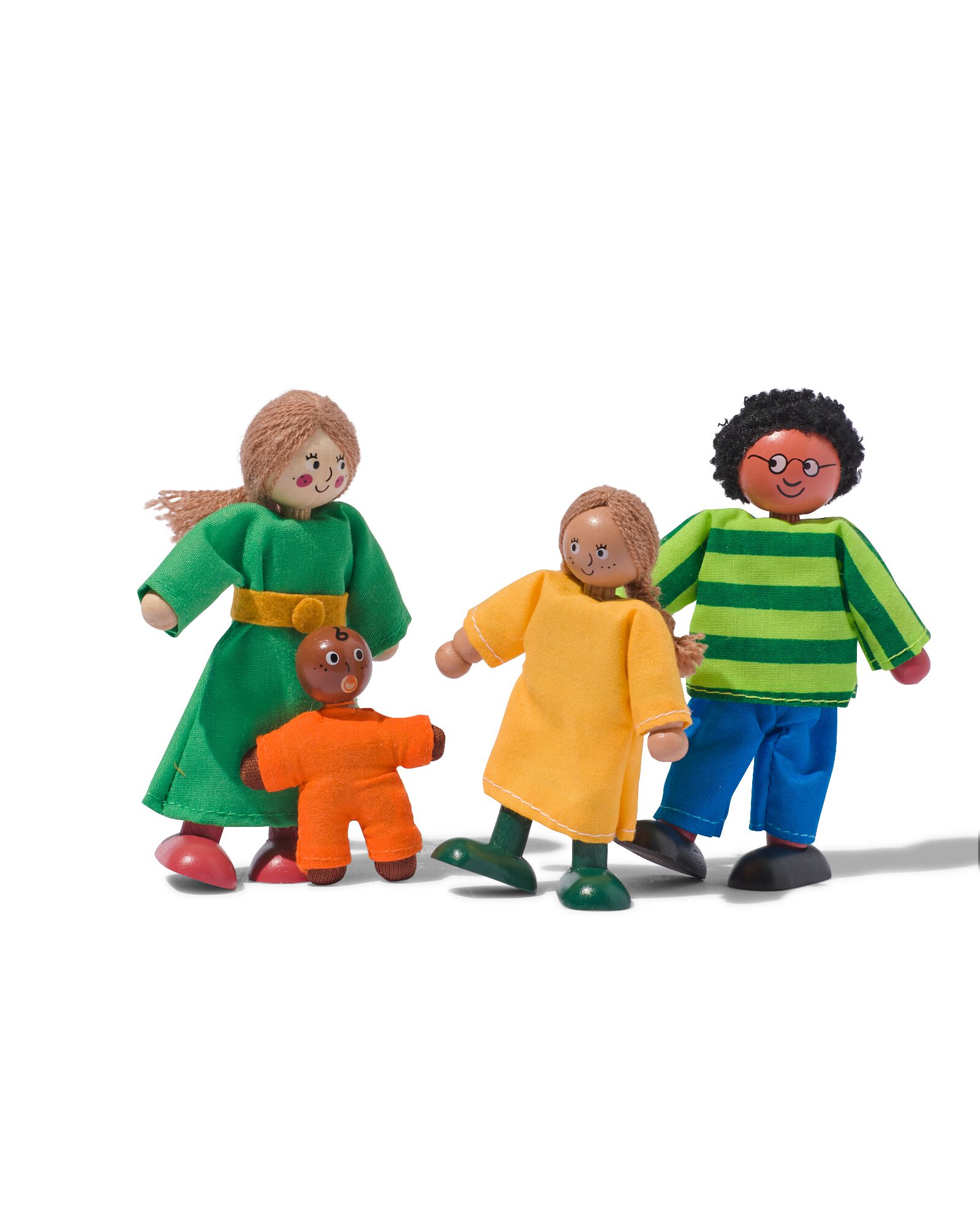 famille de 4 poupées en bois pour maison de poupées - 15130058 - HEMA