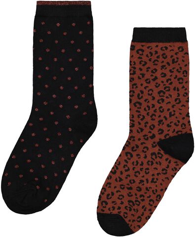 dames sokken met katoen - 2 paar bruin 35/38 - 4260326 - HEMA