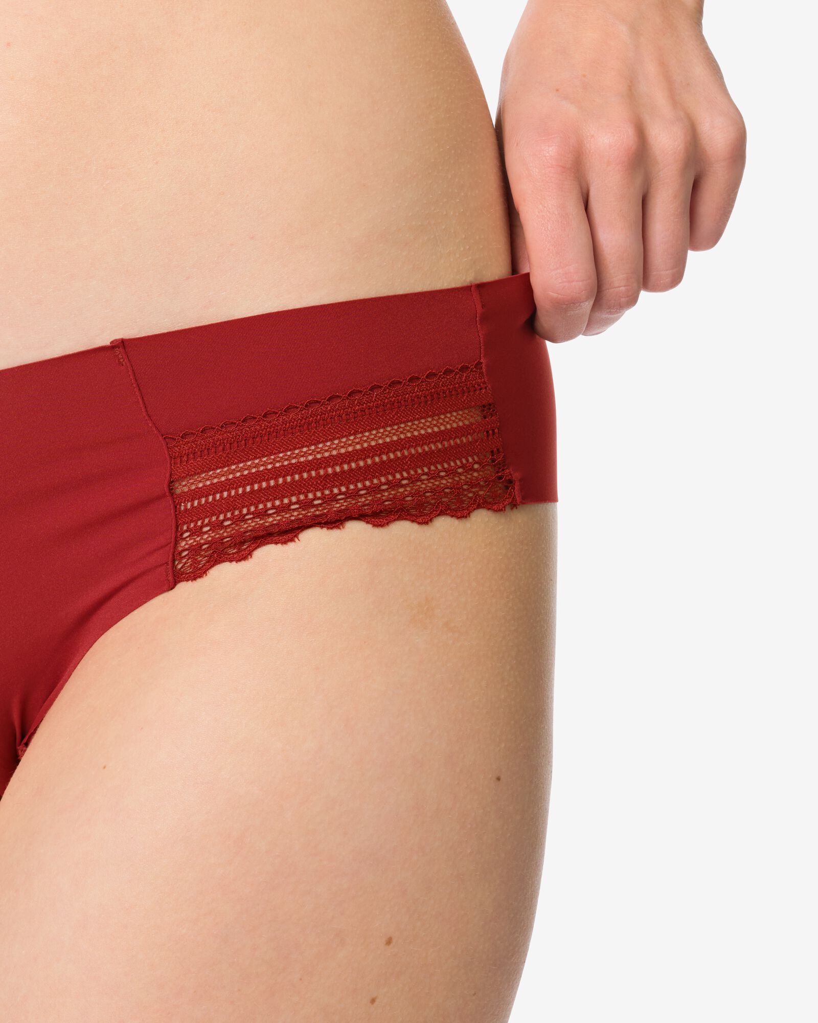 dames brazilian micro met kanten inzet donkerrood - 19641435DARKRED - HEMA