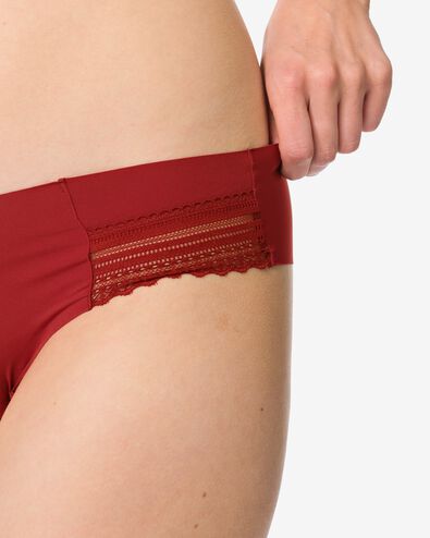 dames brazilian micro met kanten inzet donkerrood - 19641435DARKRED - HEMA