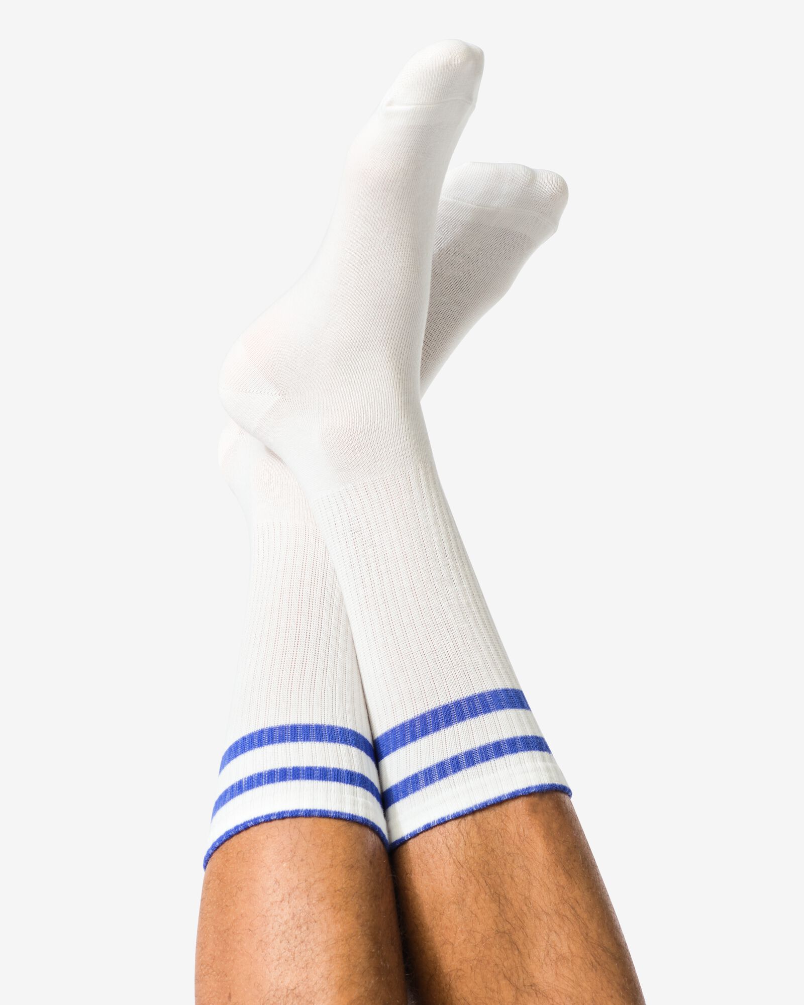 herensokken strepen - 5 paar wit wit - 4100100WHITE - HEMA