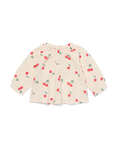 Newborn-T-Shirt aus Musselin mit Kirschen ecru - 33420020ECRU - HEMA