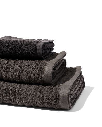 petite serviette 30x55 qualité épaisse tissu relief gris foncé - 5200189 - HEMA