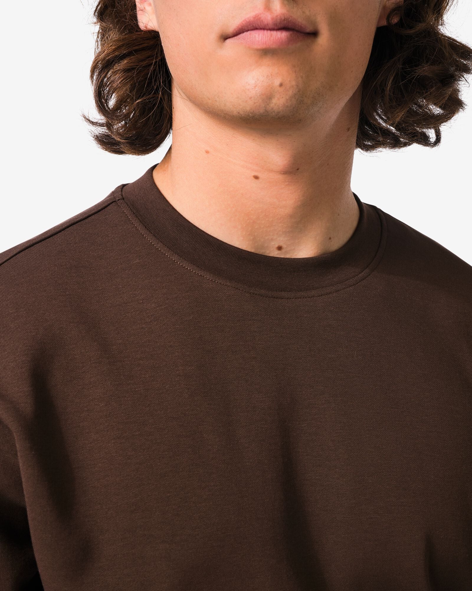 heren T-shirt Job oversized fit donkerbruin donkerbruin - 2179030DARKBROWN - HEMA