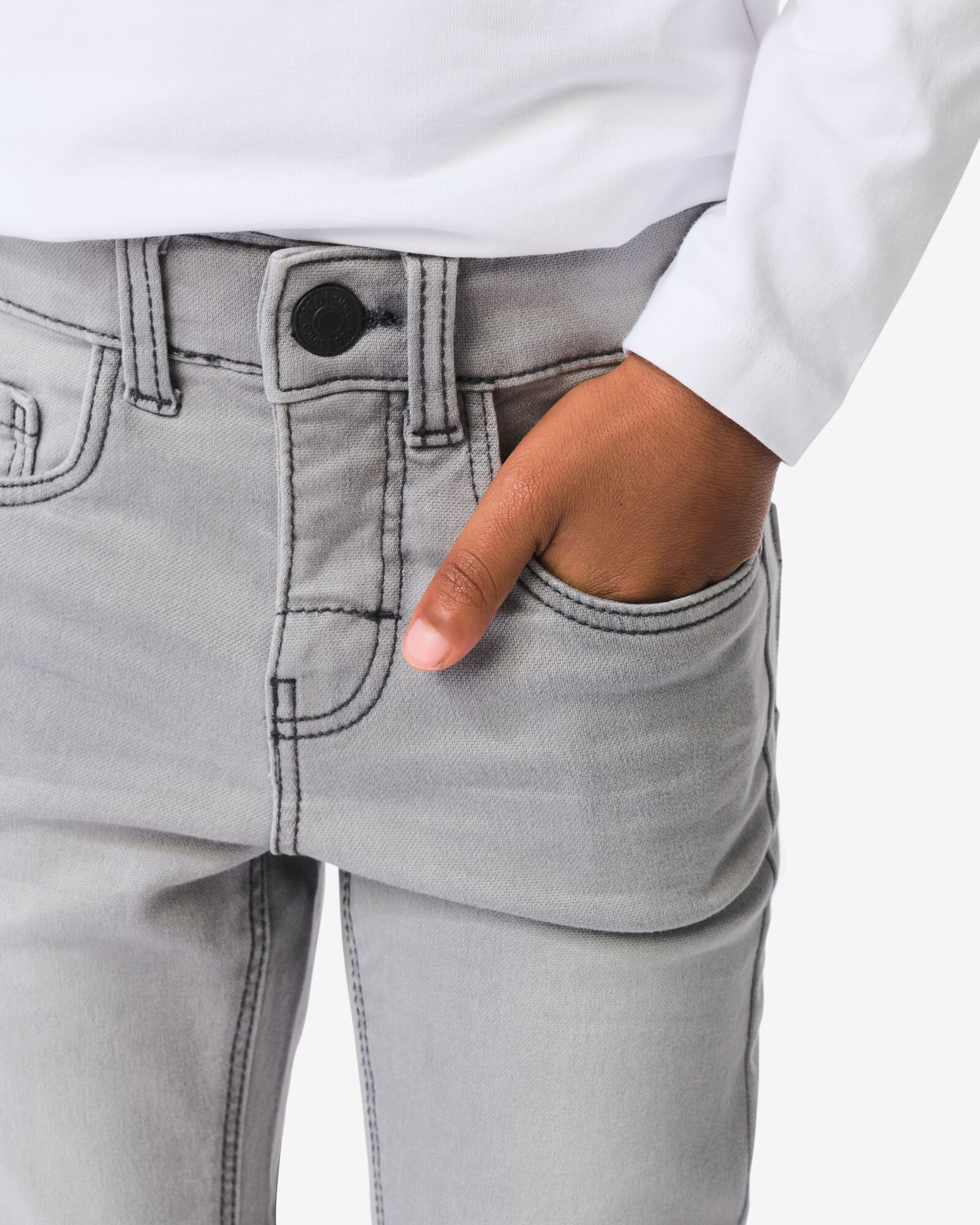 kinder broek jogdenim skinny fit grijs grijs - 1000028292 - HEMA