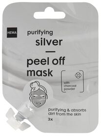 peel-off masker met houtskool zilverkleurig 15ml - 17800028 - HEMA