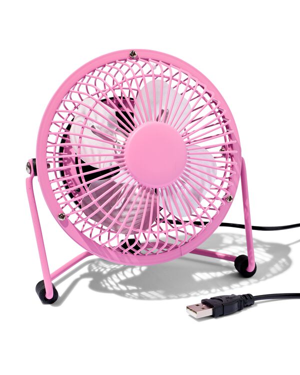 tafelventilator USB retro neon roze Ø10cm - 80200028 - HEMA
