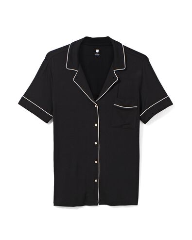 Damen-Pyjamashirt, Viskose schwarz schwarz - 23450180BLACK - HEMA