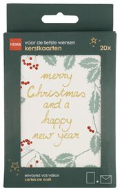 20er-Pack Weihnachtskarten mit Umschlägen, 13.5 x 9.5 cm, Stechpalme - 25340133 - HEMA