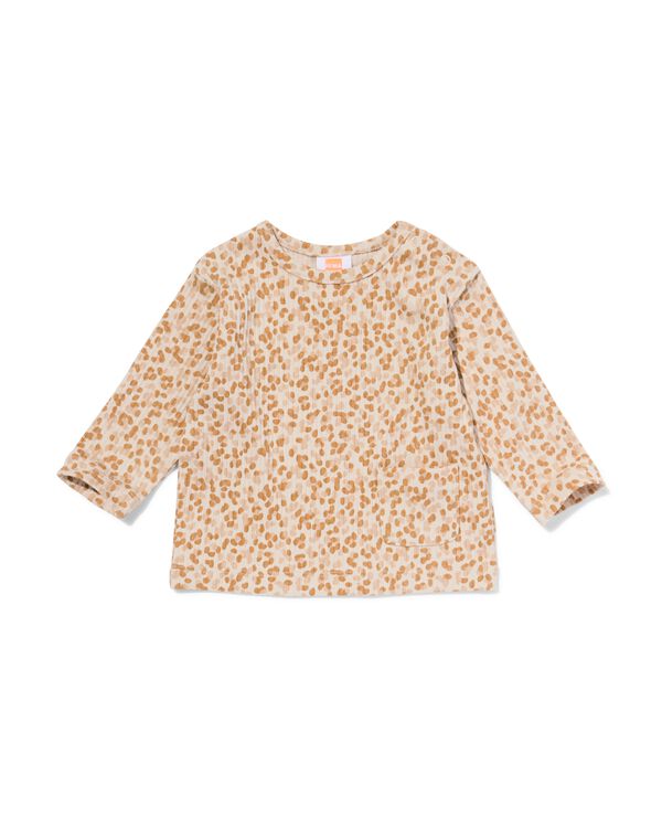newborn T-shirt rib luipaard ecru ecru - 33427420ECRU - HEMA