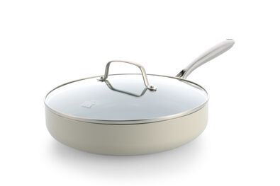 BK tiefe Pfanne mit Deckel, &Oslash; 28 cm, Keramik, PFAS-frei, beige - 80190227 - HEMA