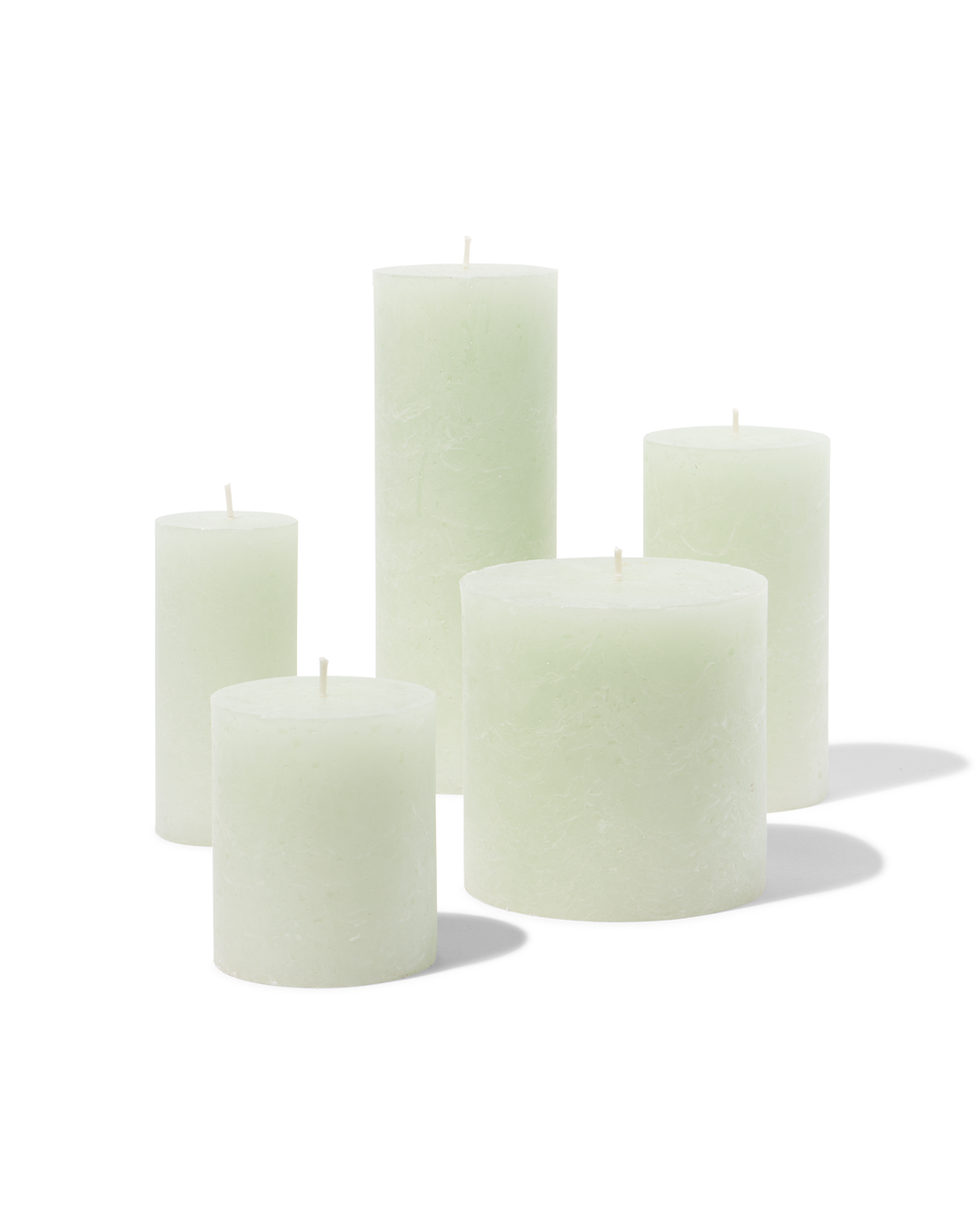 bougies rustiques vert clair vert clair - 1000020028 - HEMA