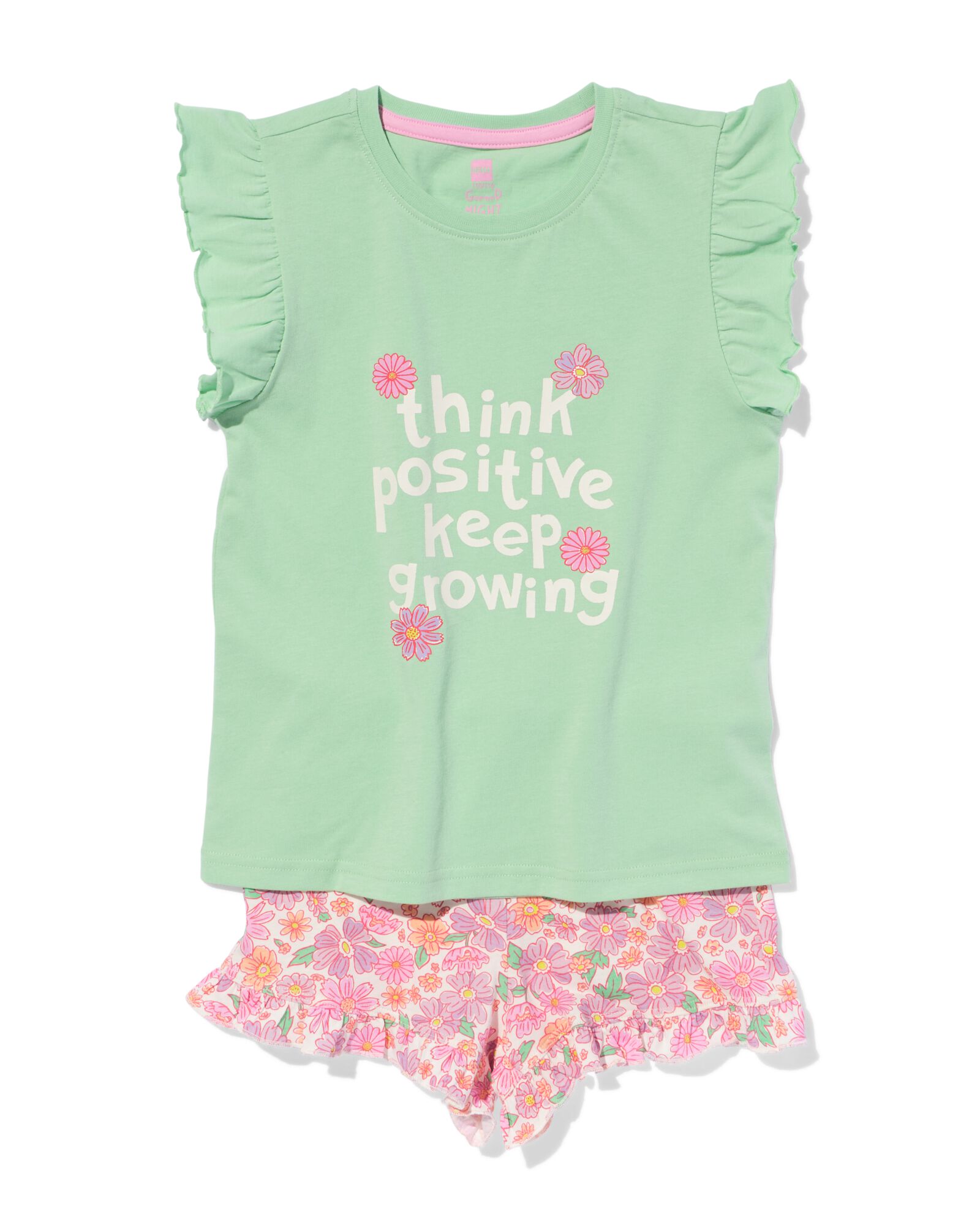 hema pyjacourt enfant coton stretch &apos;think positive keep growing&apos; vert (vert)