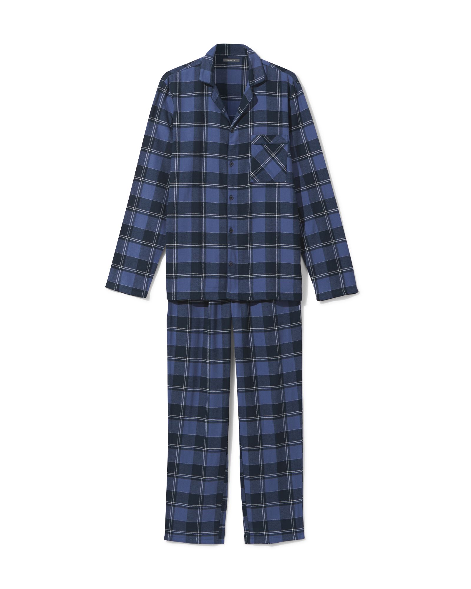 Herren-Pyjama, kariert, Baumwollflanell dunkelblau dunkelblau - 23630240DARKBLUE - HEMA