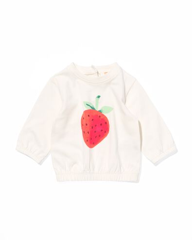 t-shirt bébé nouveau-né fraise blanc cassé 56 - 33496612 - HEMA