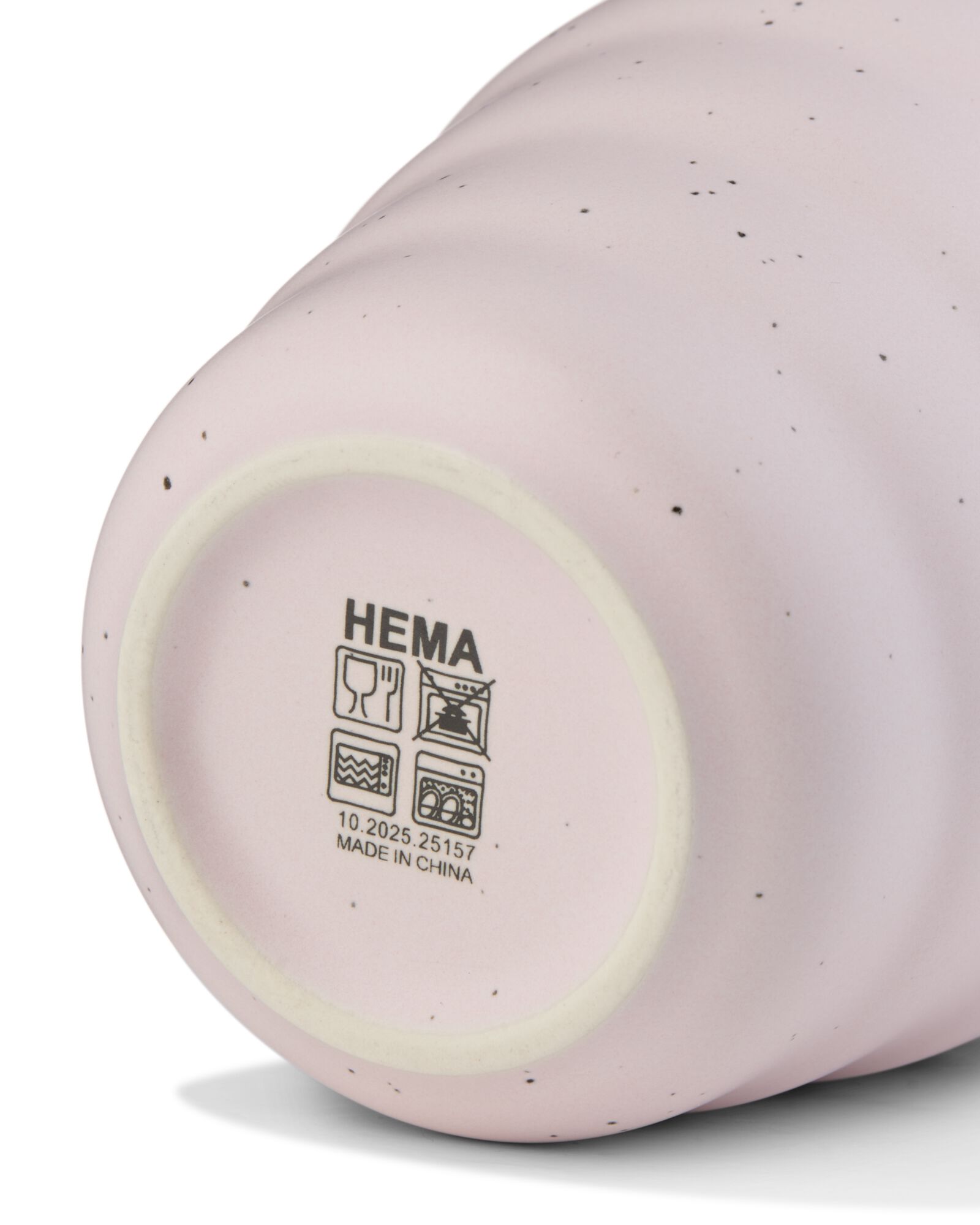 mok 200ml aardewerk ribbels spikkels roze - 80660360 - HEMA