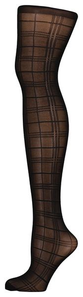 collant fashion tartan carreaux 30 deniers noir 48/52 - 4060054 - HEMA