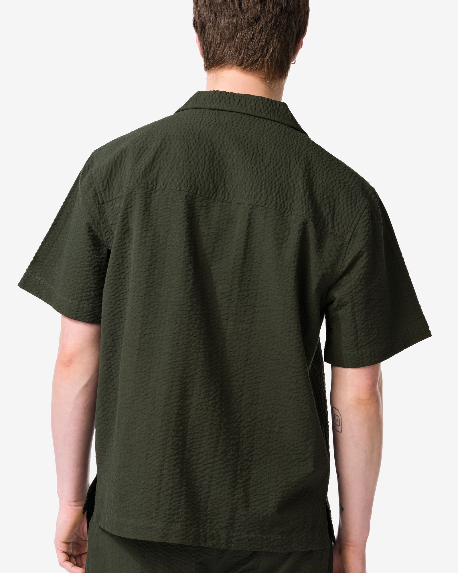 chemise homme Sep seersucker vert fonc&eacute; vert fonc&eacute; - 2132320DARKGREEN - HEMA