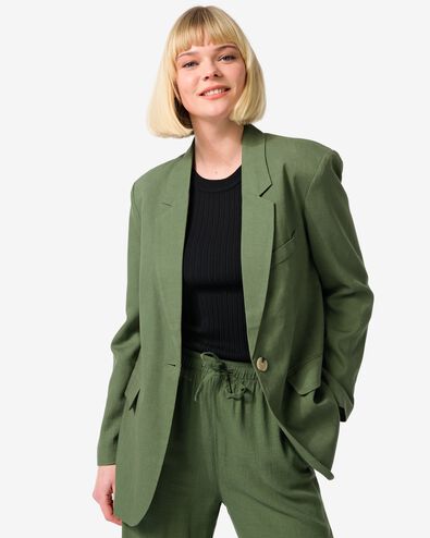blazer oversize en lin Isla femme vert - 36209465GREEN - HEMA